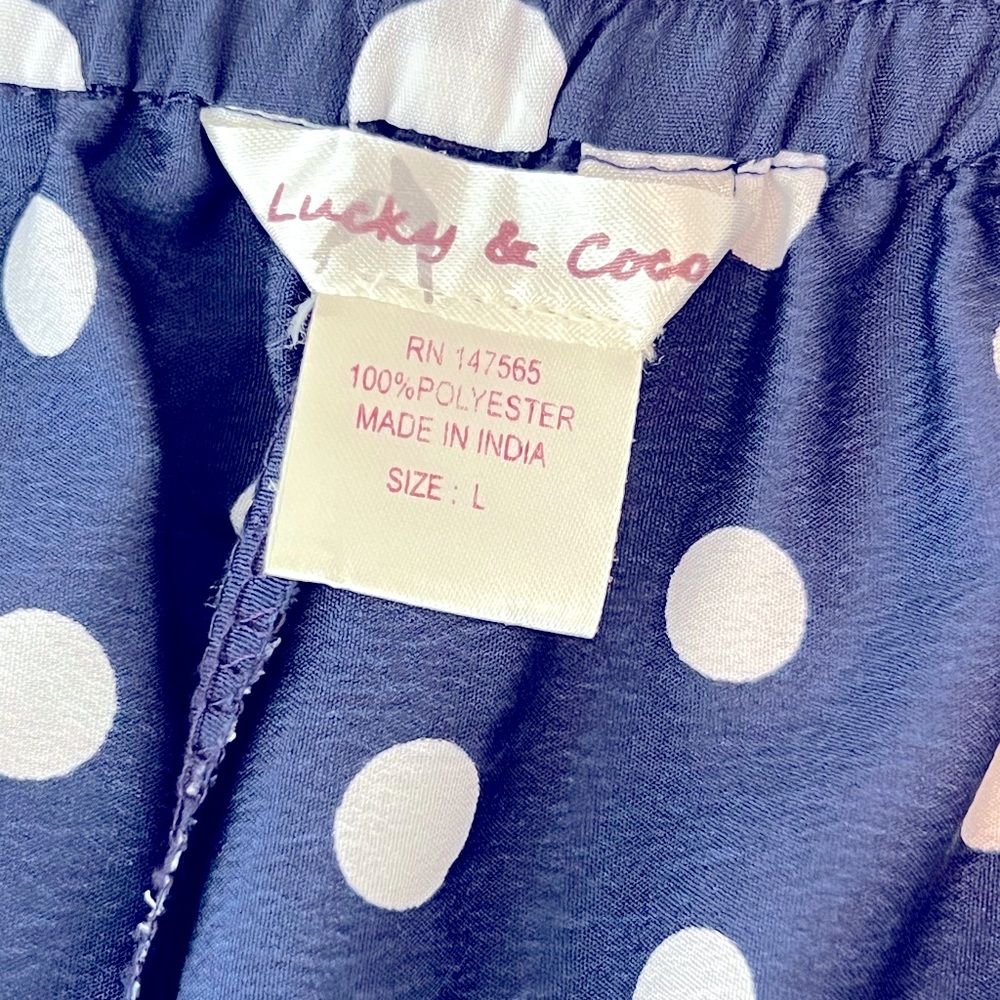 🍊Lucky & Coco Polka Dot Navy and White Skirt Size Large🍊 - Picture 3 of 5